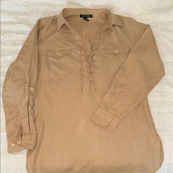 Ralph Lauren Tan Casual Button Down Shirt - Picture 1 of 6